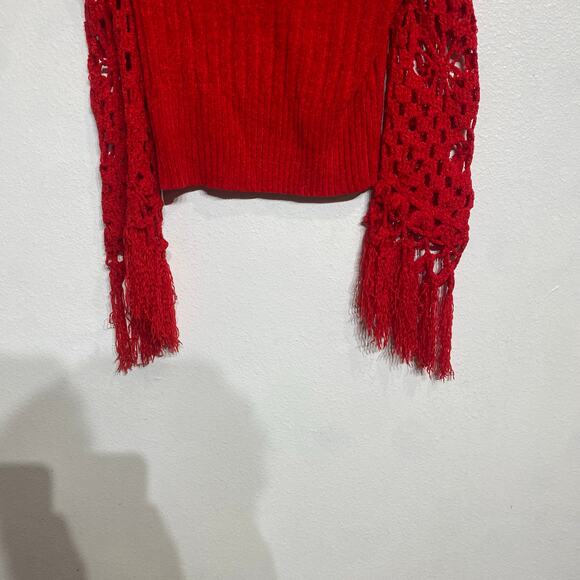 Michael Simon Red Cropped Sample Vintage Sweater Sz M - Picture 7 of 12